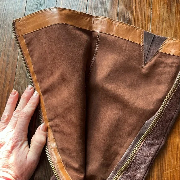 Lucky Brand Hackett Dark Brown Tall Distressed Riding  Boots - Picture 13 of 13